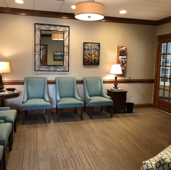 Relaxing reception area in Durham dental office