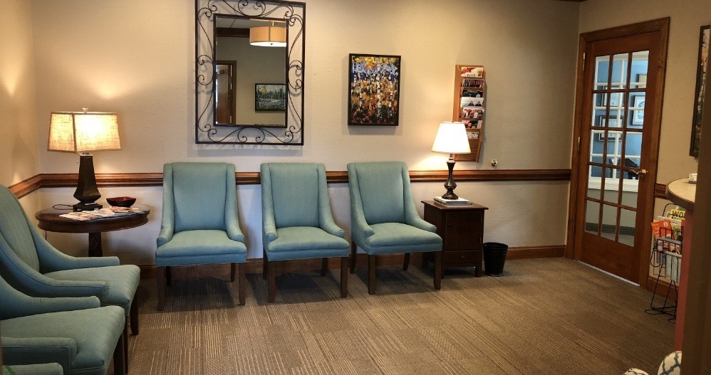 Relaxing reception area in Durham dental office