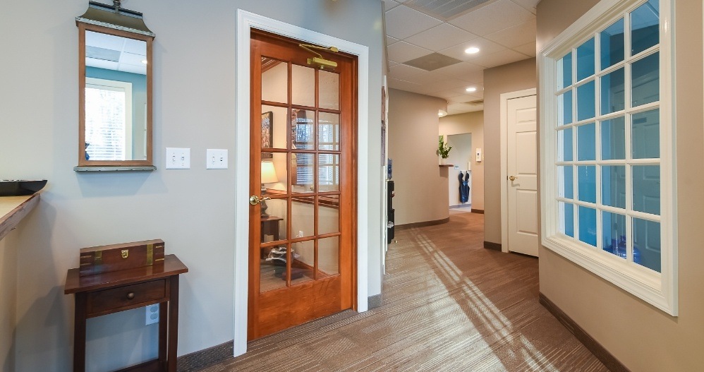 Hallway leading to dental treatment rooms